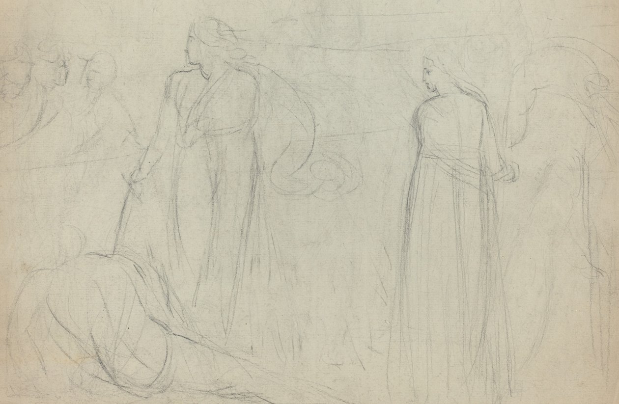 Vázlat egy kardforgatóról, aki legyőzött ellenfele fölött áll [verso] alkotó: William Blake