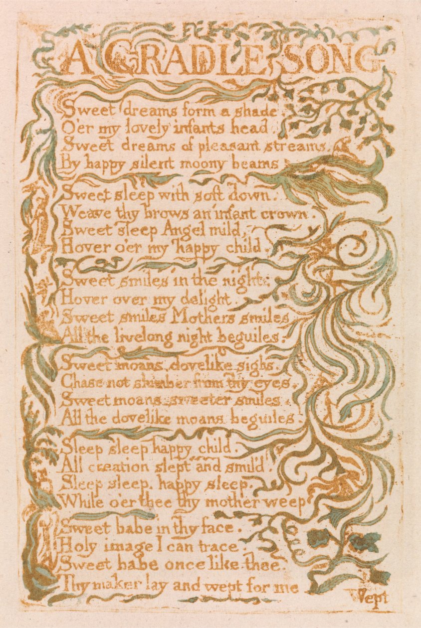 Az ártatlanság dalai, 18. tábla, Egy bölcsődal (Bentley 16.) alkotó: William Blake