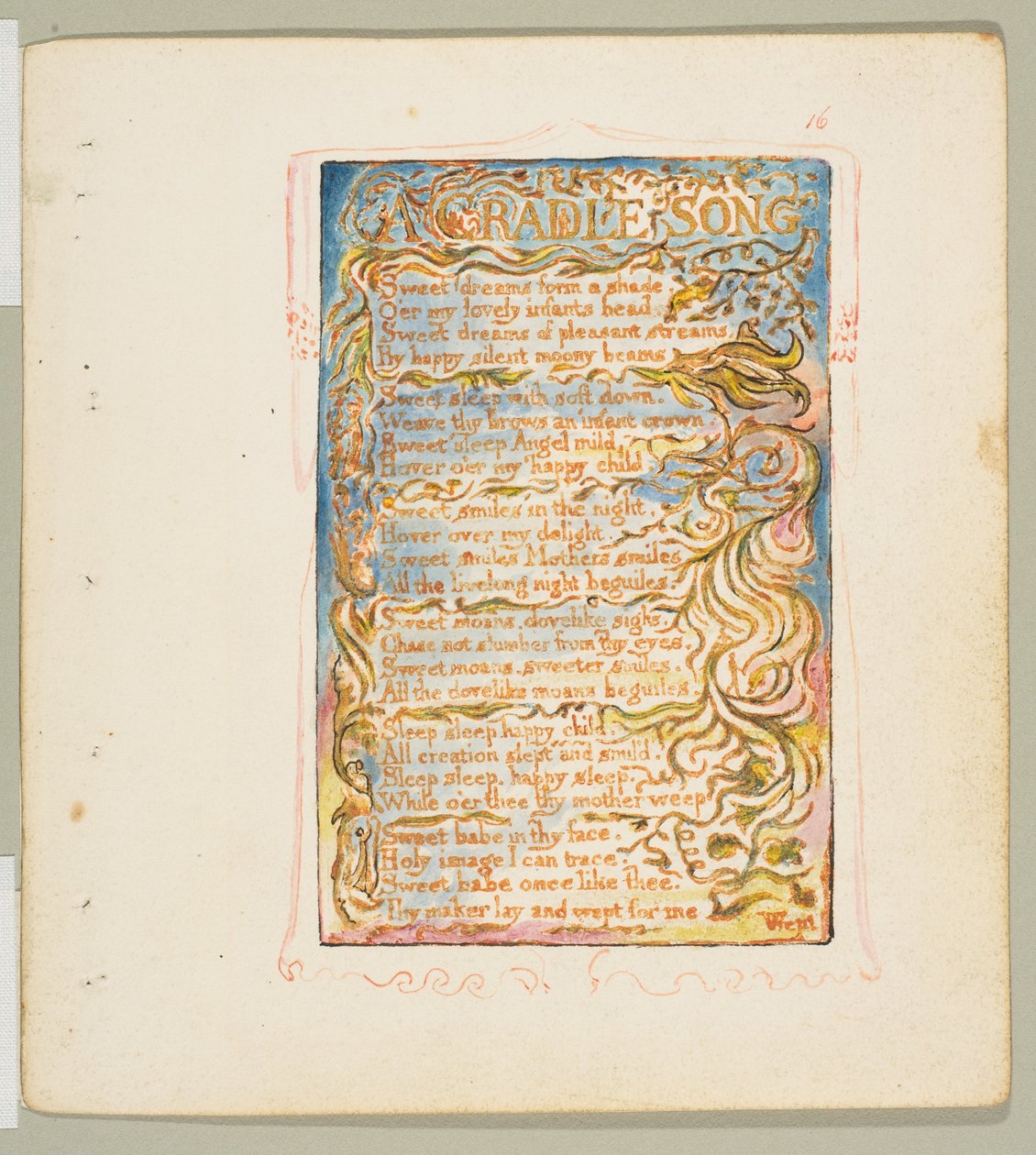 Az ártatlanság és az élmény dalai: Egy bölcsődal, kb. 1825. alkotó: William Blake