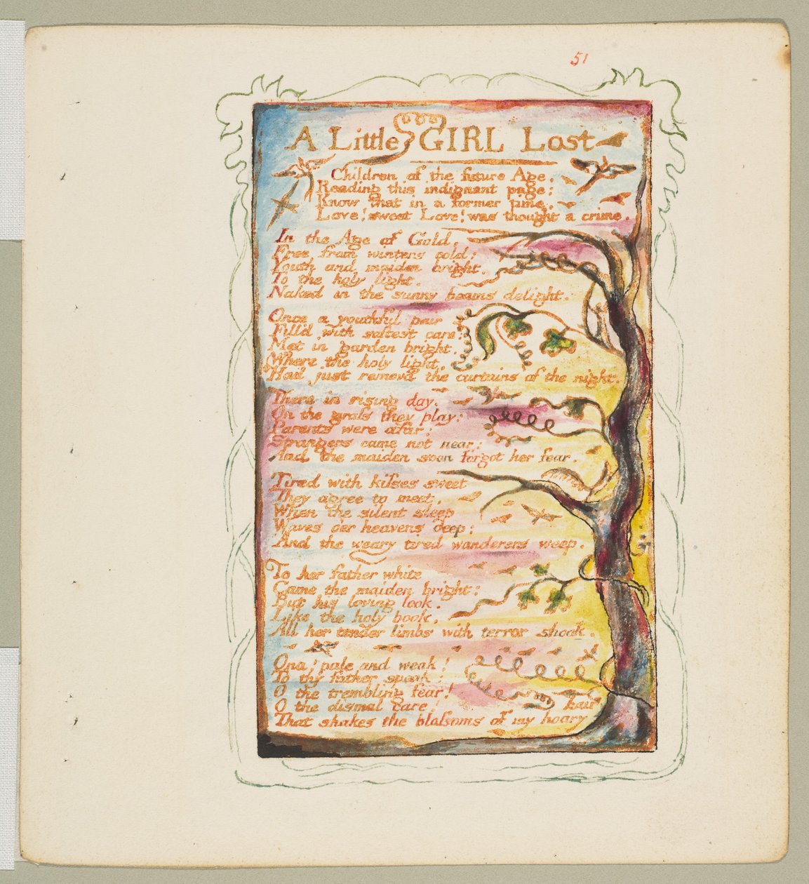 Dalok az ártatlanságról és az élményről: Egy elveszett kislány, kb. 1825. alkotó: William Blake