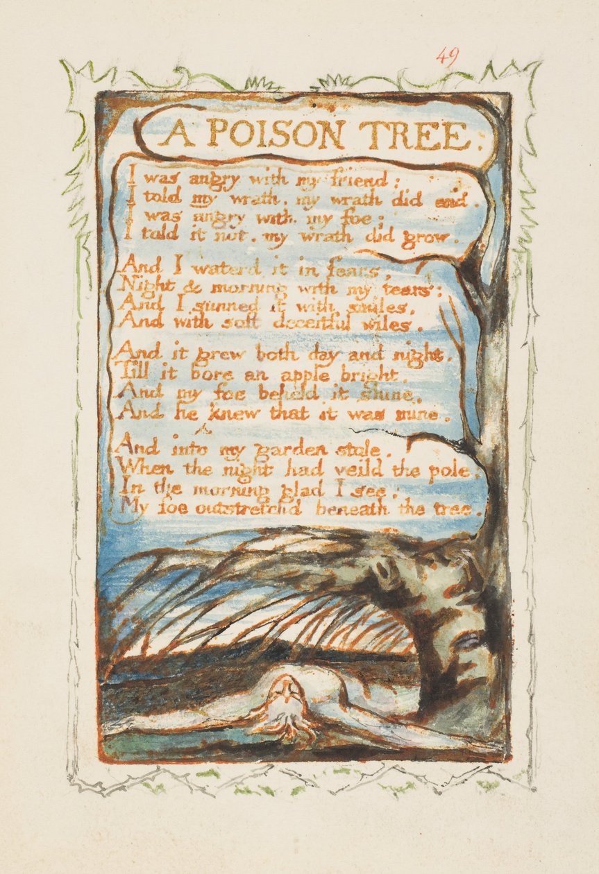 Az ártatlanság és az élmény dalai: A Poison Tree, kb. 1825. alkotó: William Blake