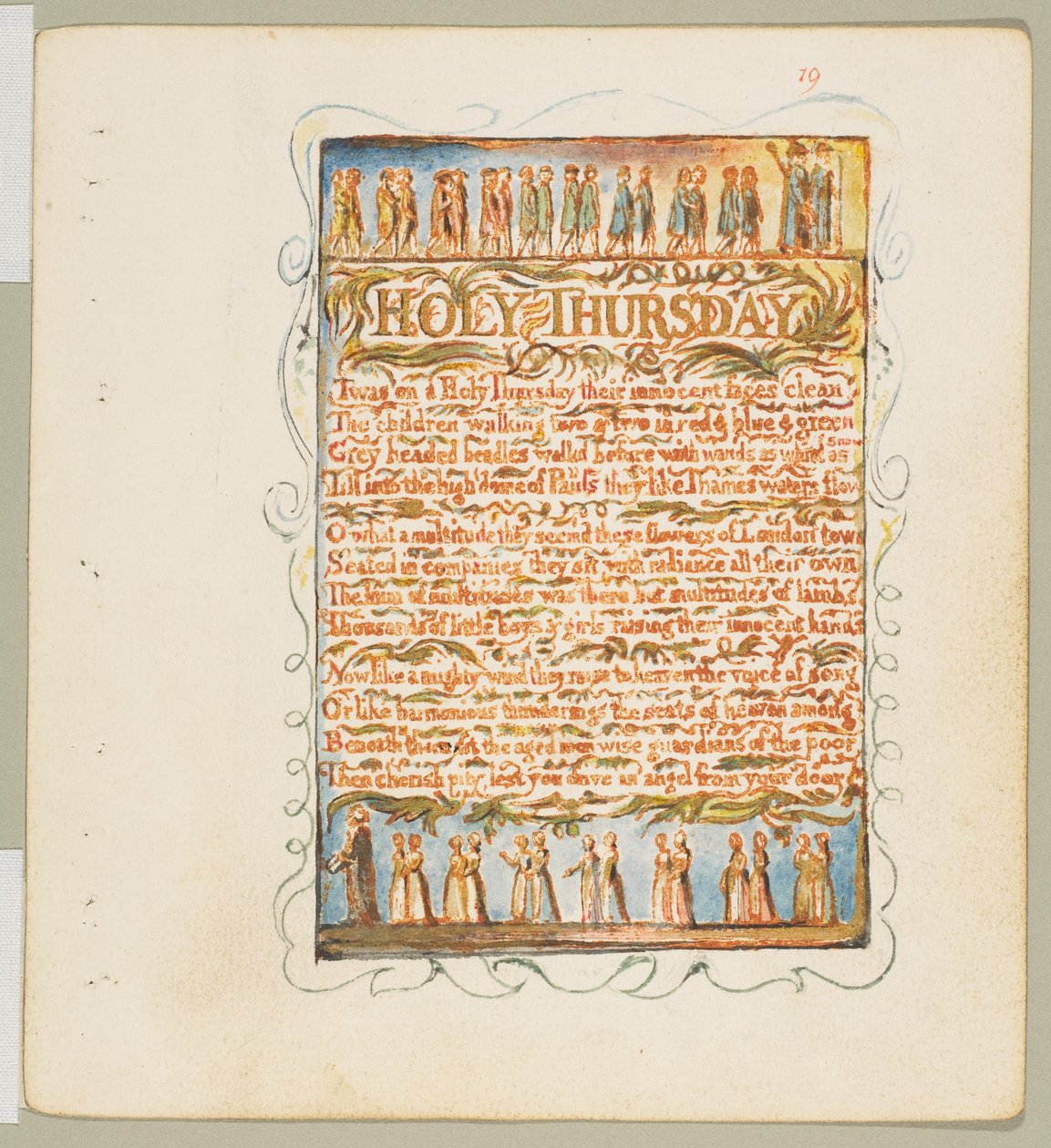 Az ártatlanság és az élmény énekei: Nagycsütörtök, kb. 1815. alkotó: William Blake