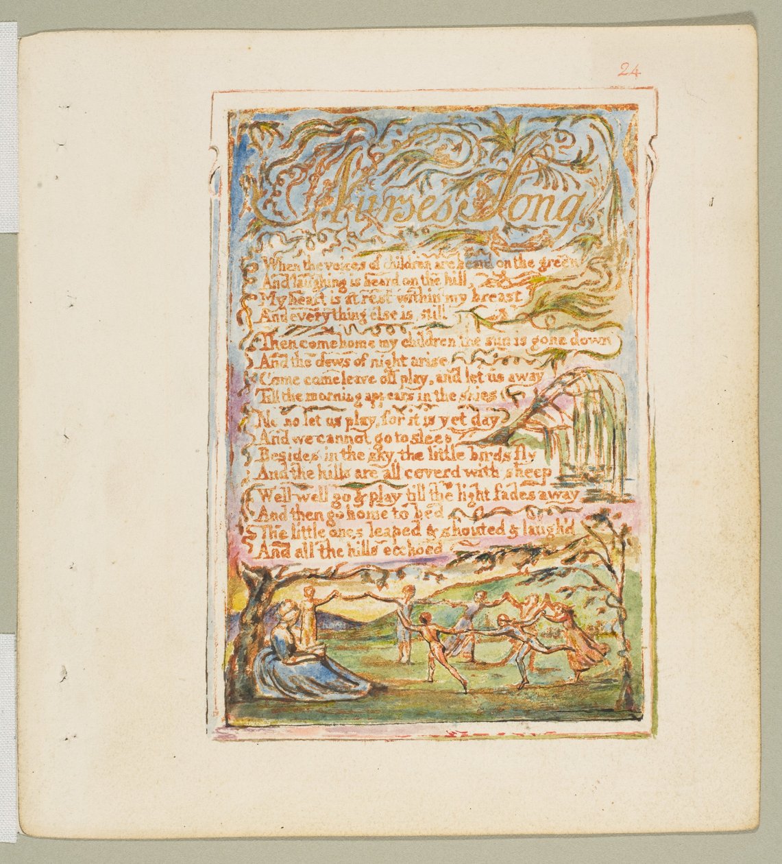 Az ártatlanság és az élmény dalai: Dajka dala, kb. 1825. alkotó: William Blake