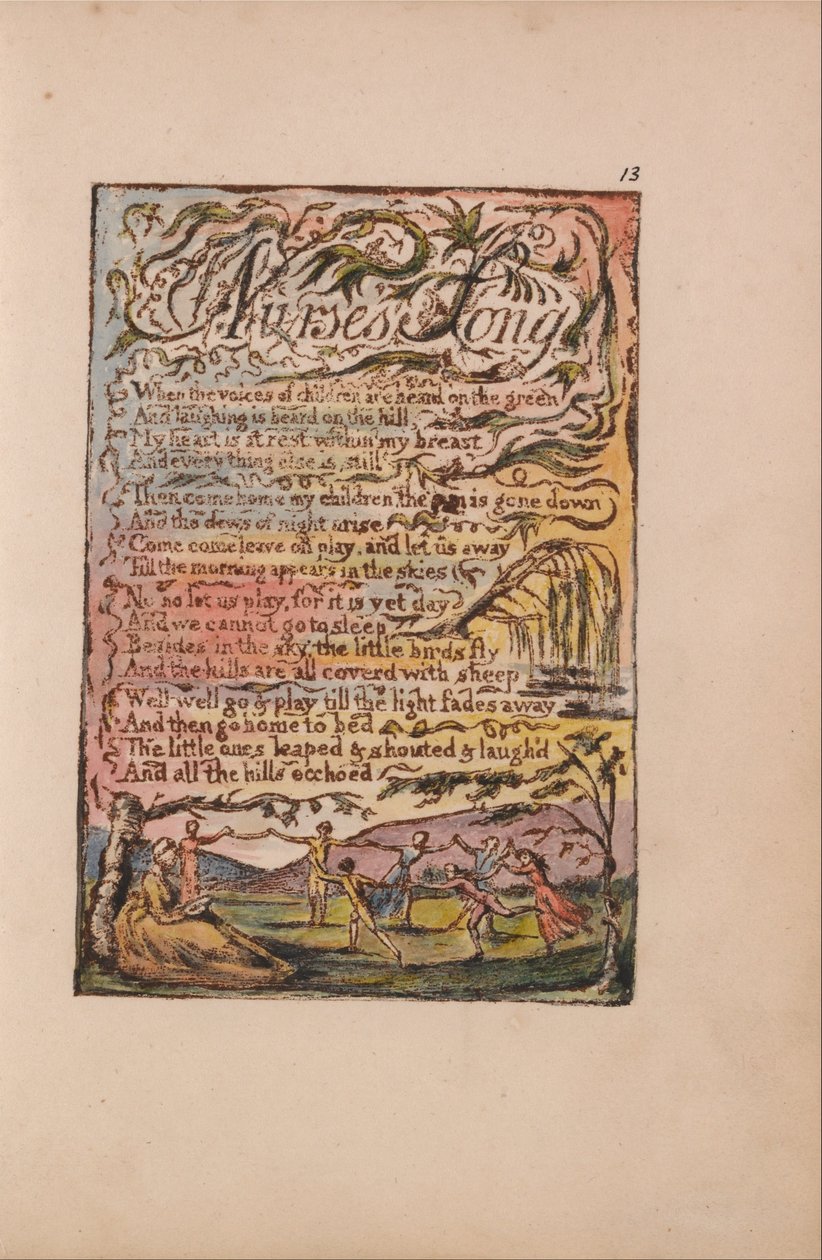 Az ártatlanság és a tapasztalat dalai, 13. lemez, ápolónő dala (Bentley 24) alkotó: William Blake