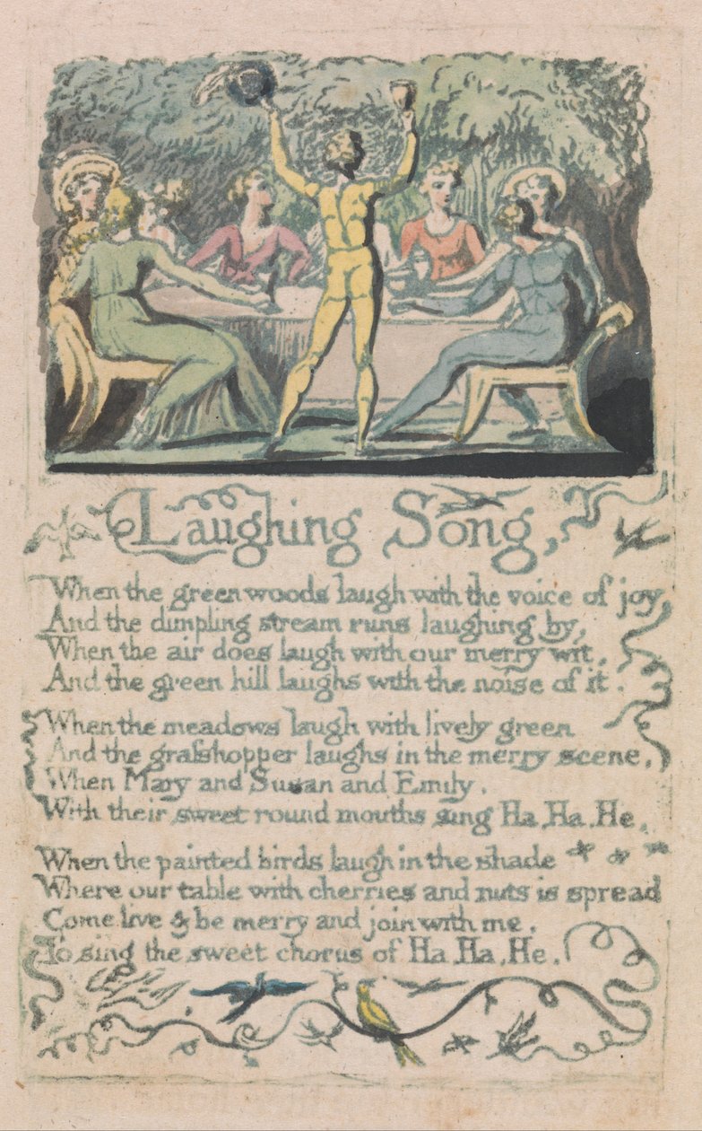 Songs of Inocence and of Experience, 14. tábla, Nevető dal (Bentley 15.) alkotó: William Blake