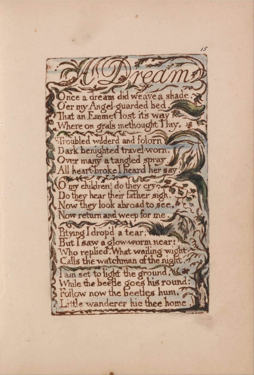 Az ártatlanság és a tapasztalat dalai, Plate 15, A Dream (Bentley 26) alkotó: William Blake