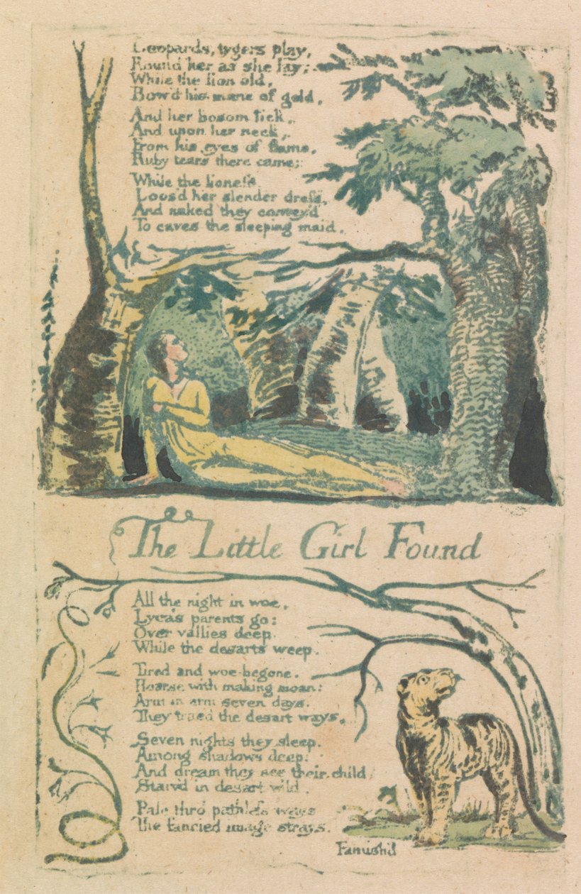Songs of Inocence and of Experience, 20. tábla, "The Little Girl Lost" (Bentley 34) alkotó: William Blake