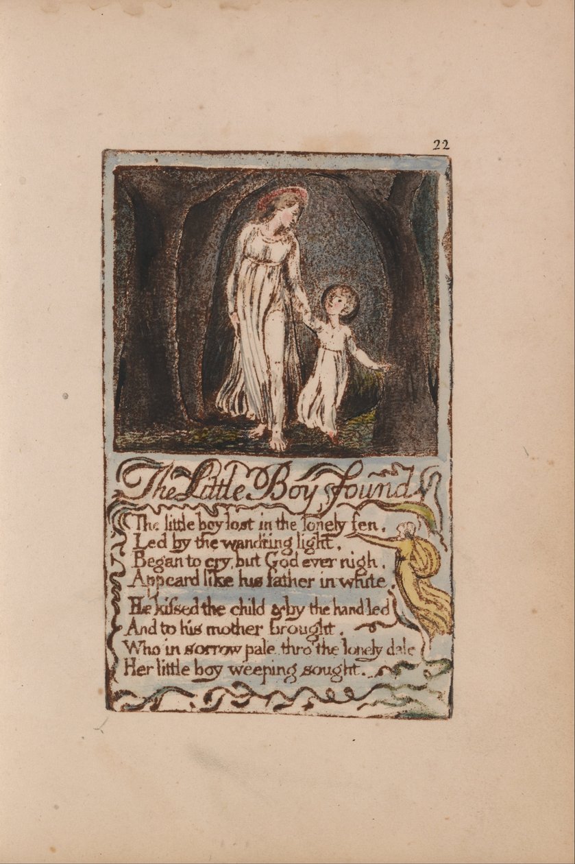 Songs of Inocence and of Experience, 22. tábla, A megtalált kisfiú (Bentley 14.) alkotó: William Blake