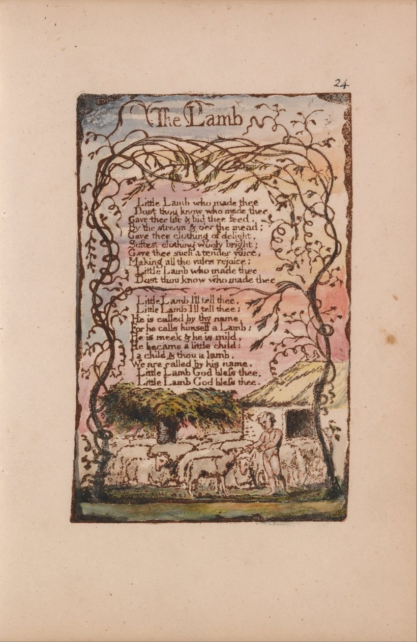 Songs of Inocence and of Experience, 24. tábla, A bárány (Bentley 8) alkotó: William Blake