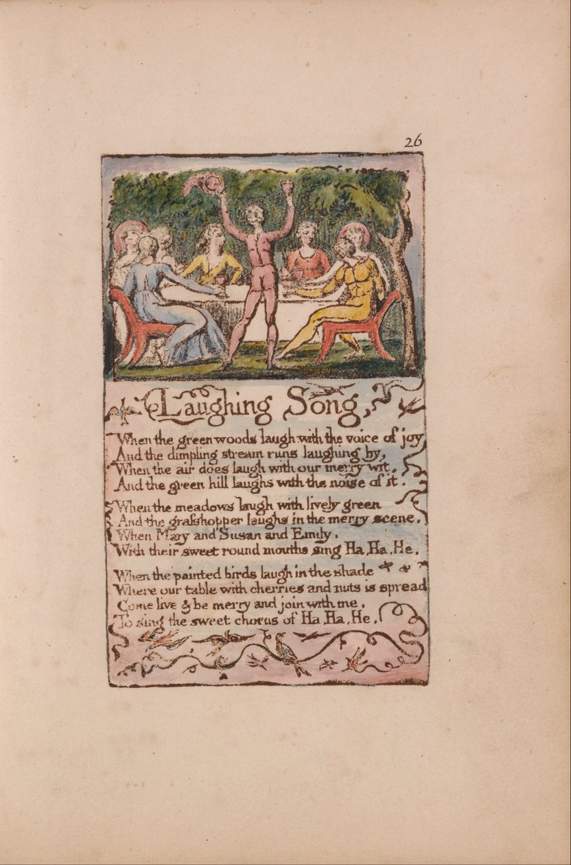 Songs of Inocence and of Experience, 26. tábla, Nevető dal (Bentley 15) alkotó: William Blake