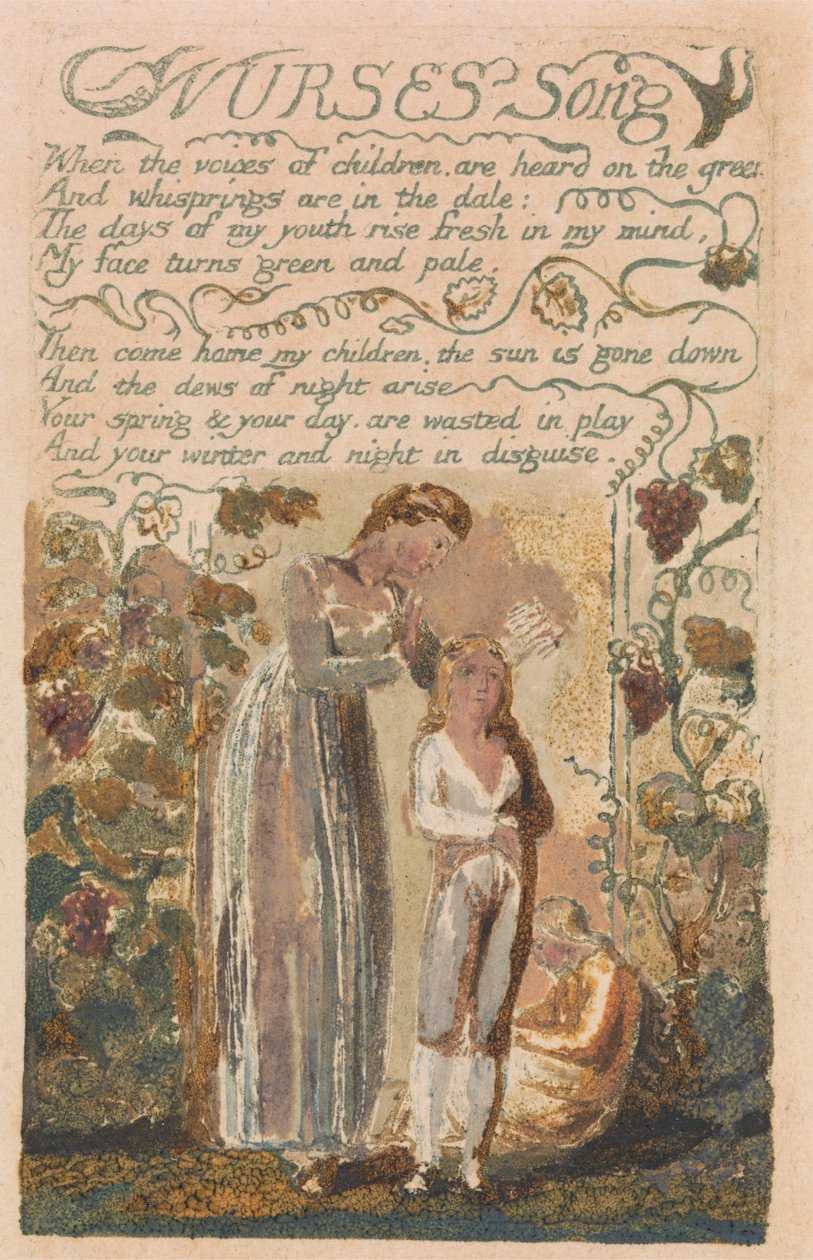 Songs of Inocence and of Experience, 37. tábla, "Nurses Song" (Bentley 38.) alkotó: William Blake
