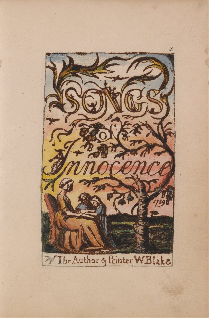 Songs of Inocence and of Experience, 3. tábla, Ártatlanság címlap (Bentley 3) alkotó: William Blake