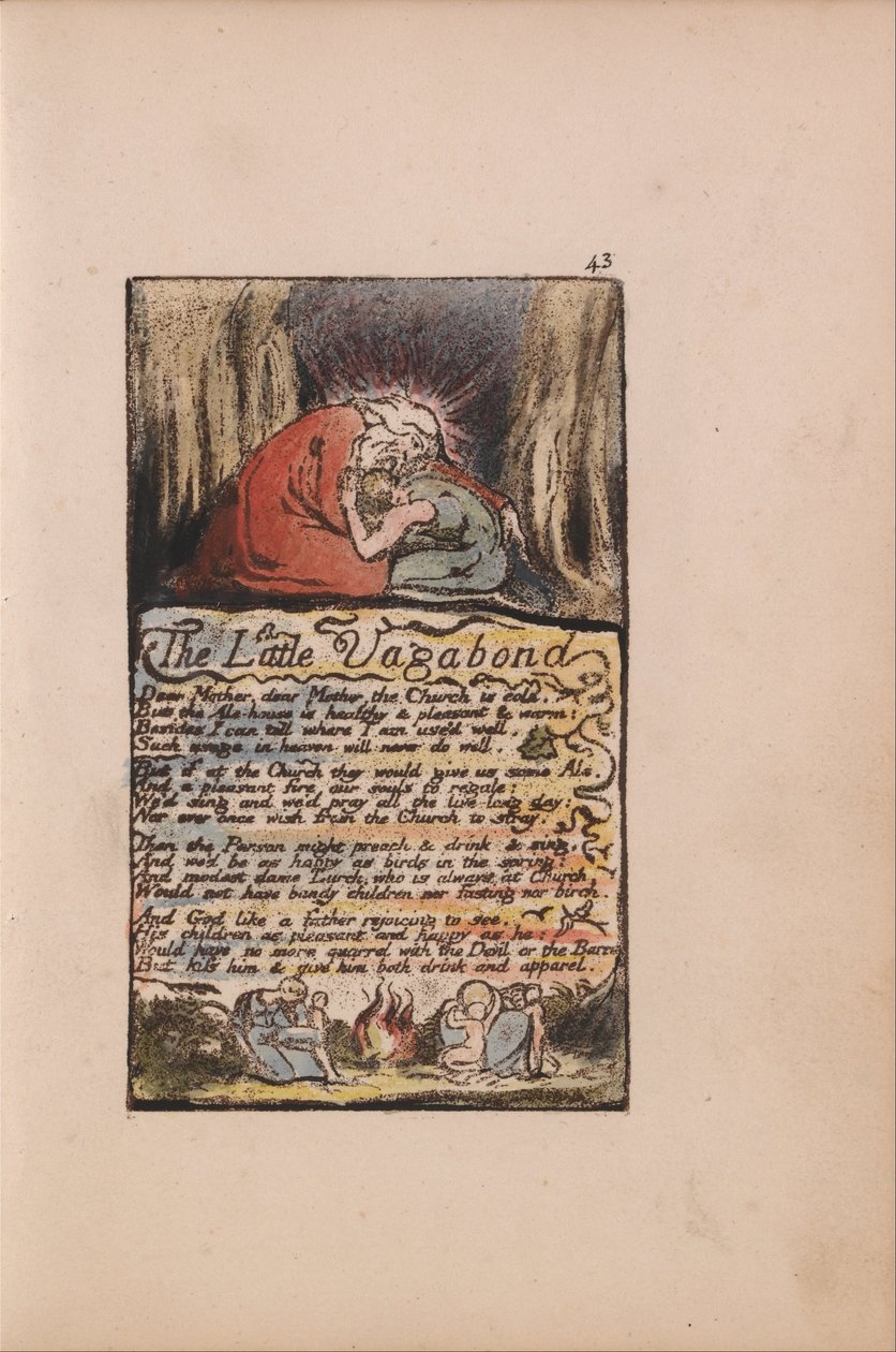 Az ártatlanság és a tapasztalat dalai, 43. lemez, A kis csavargó, (Bentley 45) alkotó: William Blake