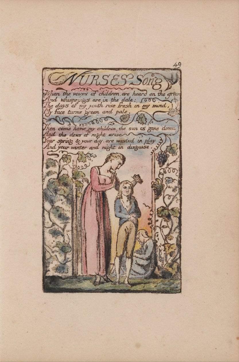 Songs of Inocence and of Experience, 49. tábla, Nurses Song (Bentley 38) alkotó: William Blake