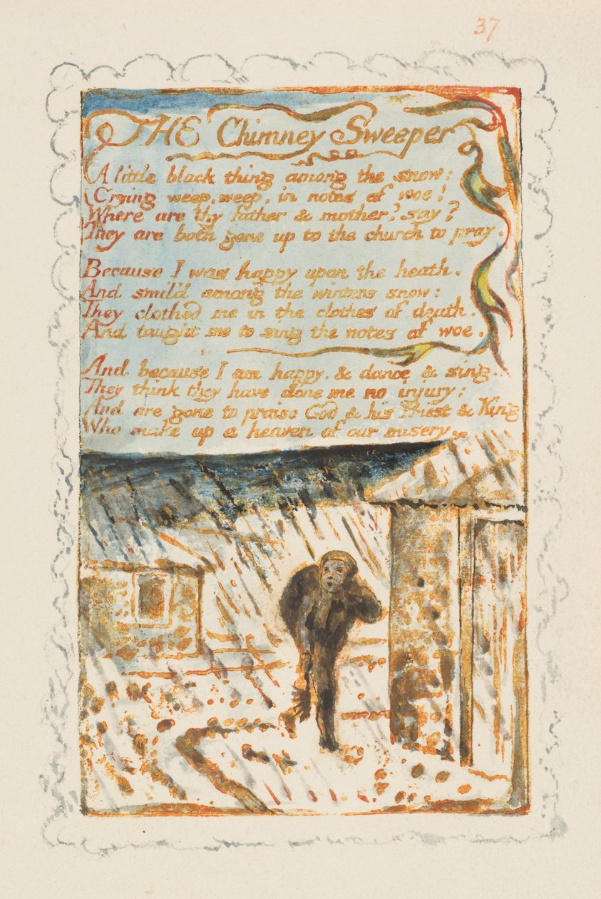 Az ártatlanság és az élmény dalai: A kéményseprő, kb. 1825. alkotó: William Blake