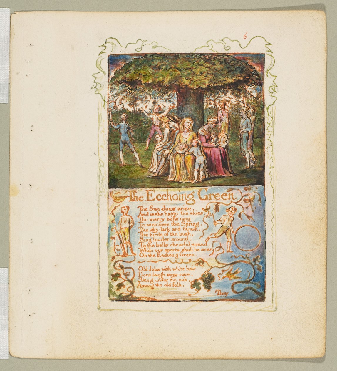 Az ártatlanság és az élmény dalai: The Ecchoing Green, kb. 1825. alkotó: William Blake