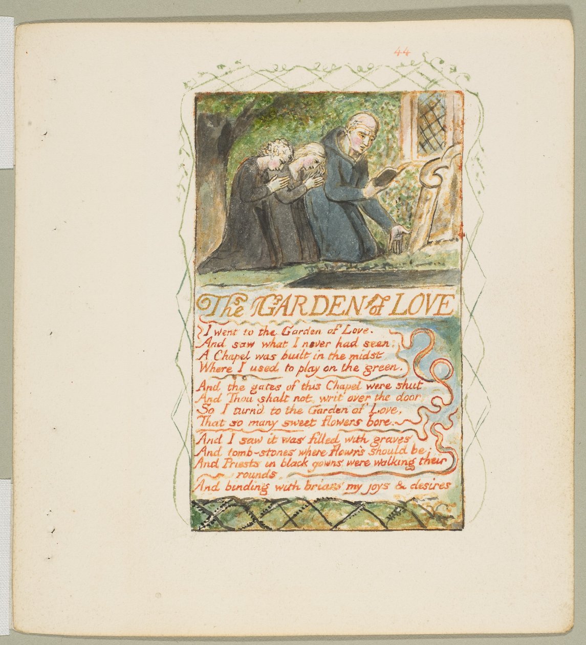 Az ártatlanság és az élmény dalai: A szerelem kertje, kb. 1825. alkotó: William Blake