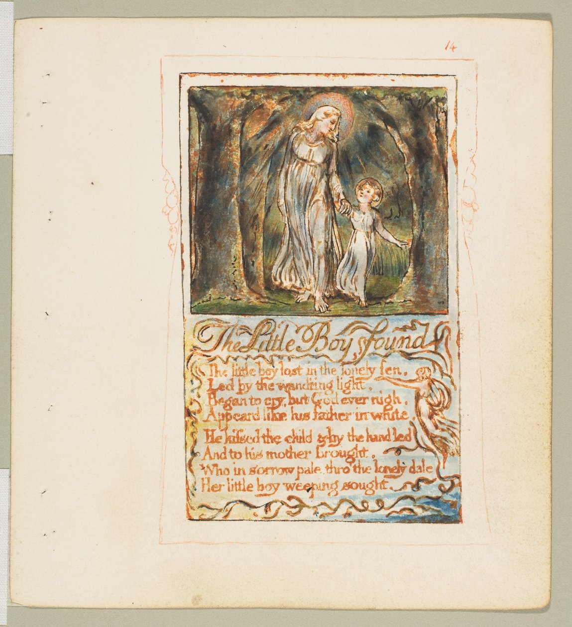 Az ártatlanság és az élmény dalai: A megtalált kisfiú, kb. 1825. alkotó: William Blake