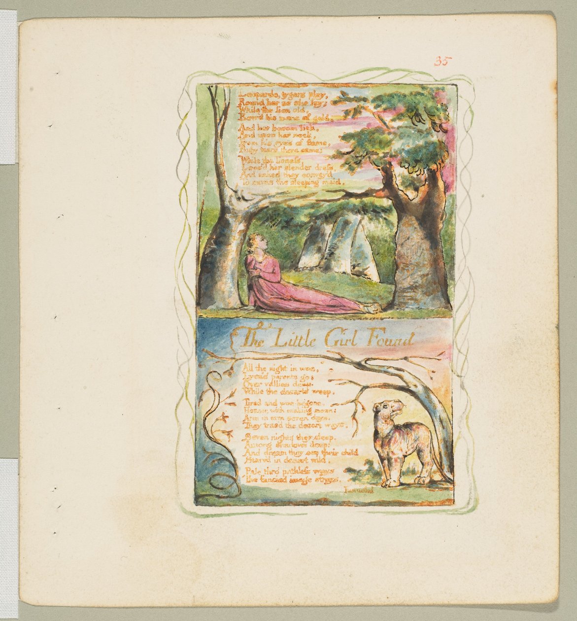 Dalok az ártatlanságról és az élményről: Az elveszett kislány A megtalált kislány, kb. 1825. alkotó: William Blake