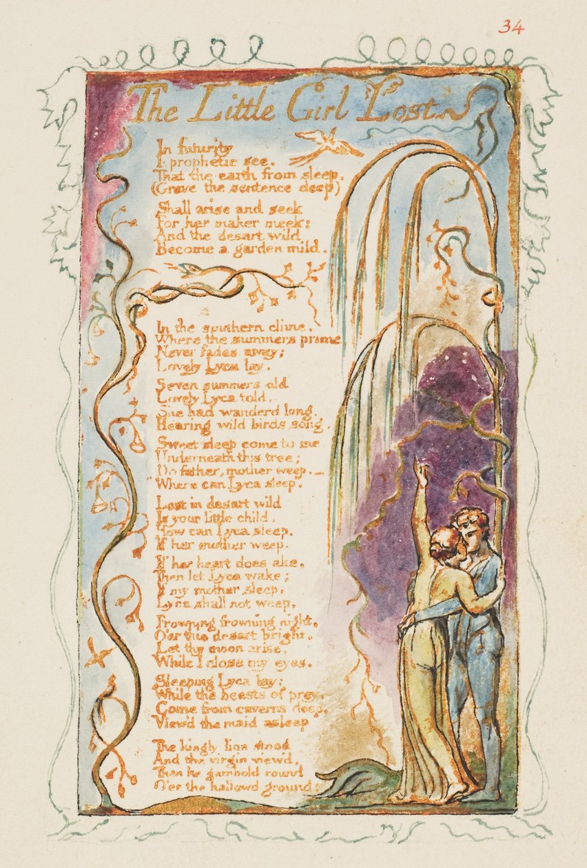 Dalok az ártatlanságról és az élményről: Az elveszett kislány, kb. 1825. alkotó: William Blake