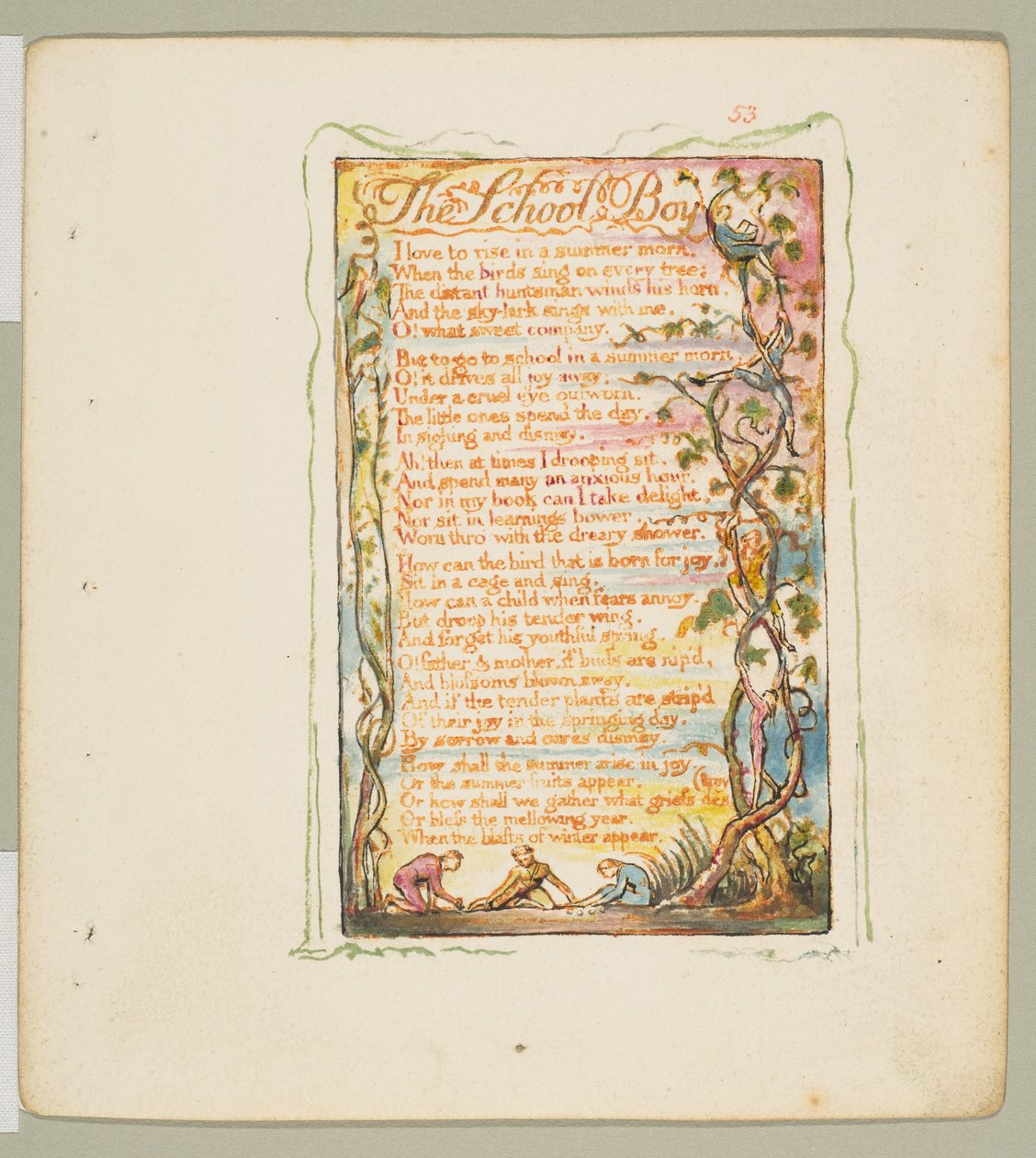 Az ártatlanság és az élmény dalai: Az iskolás fiú, kb. 1825. alkotó: William Blake