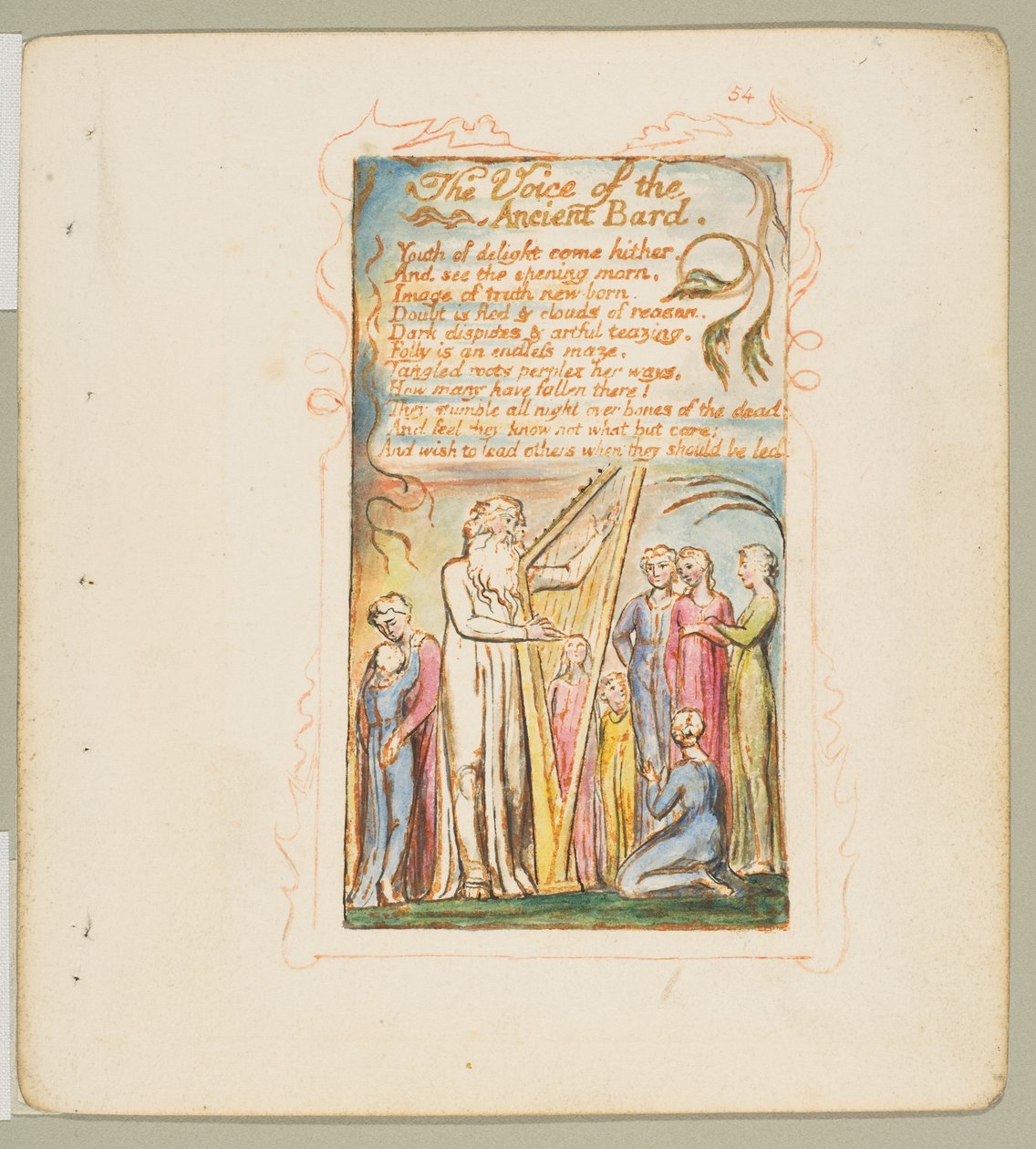 Az ártatlanság és az élmény dalai: Az ősi bárd hangja, kb. 1825. alkotó: William Blake