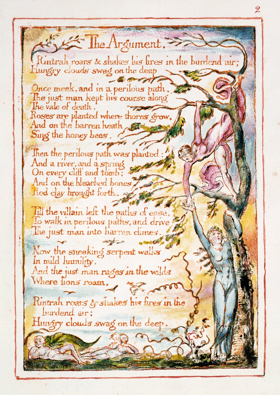 Az érvelés, illusztráció és szöveg a Menny és a Pokol házasságából, 1790-3. alkotó: William Blake