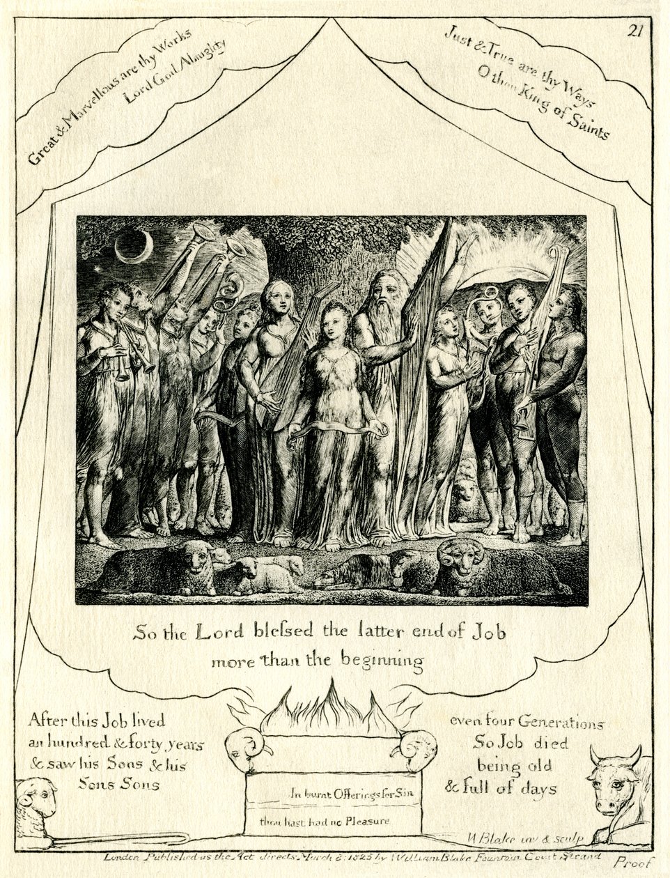 Jób könyve 42:12, William Blake illusztrálta alkotó: William Blake