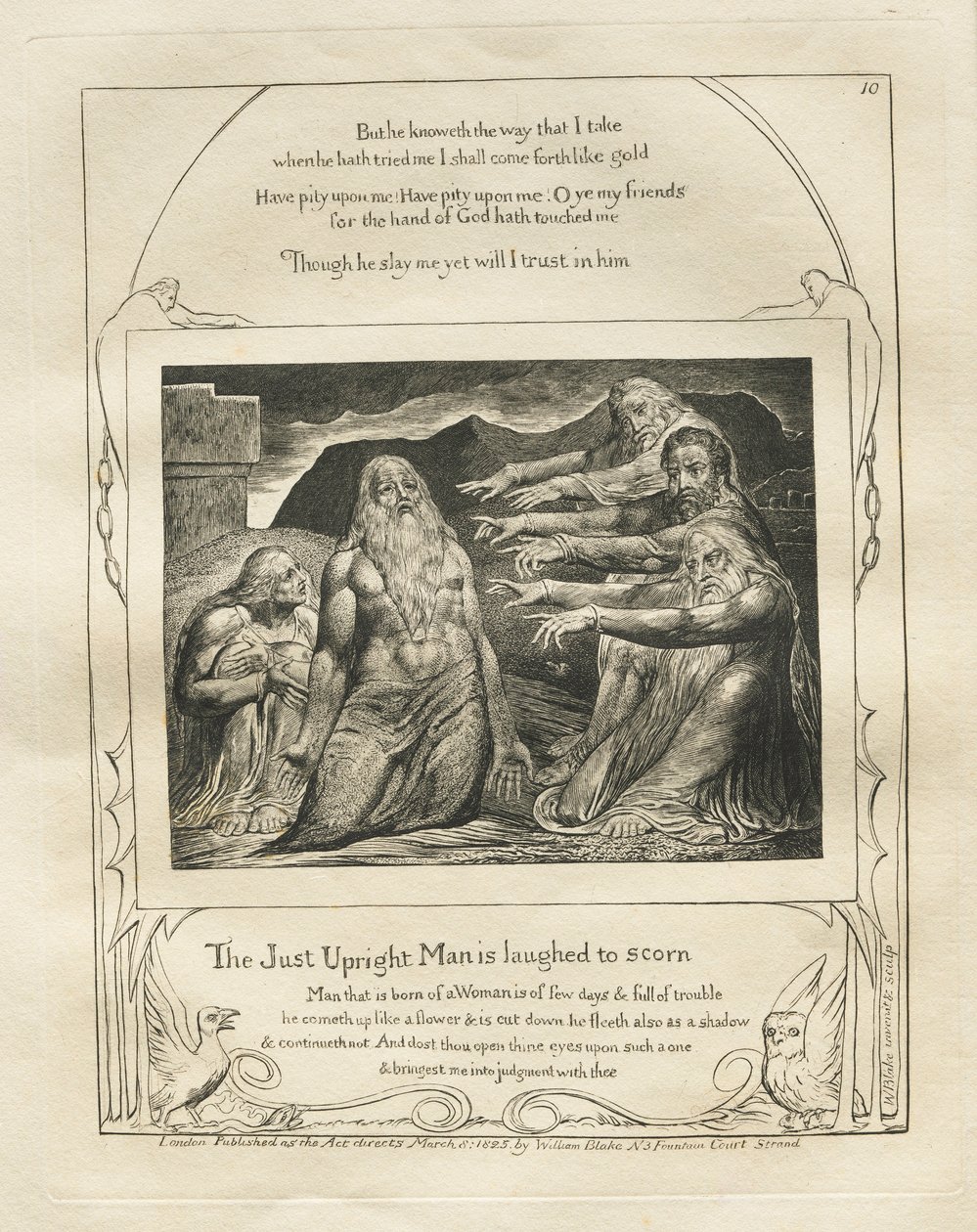 Jób könyve: Pl. 10, Az igazságos embert megvetik, 1825. alkotó: William Blake
