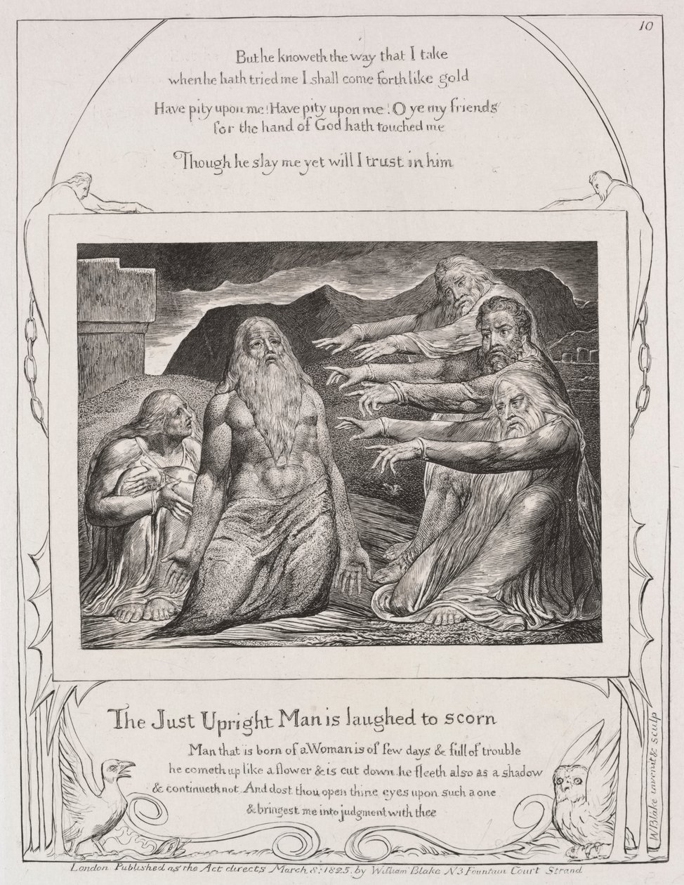 Jób könyve: Pl10, Az igazságos embert gúnyra röhögik alkotó: William Blake
