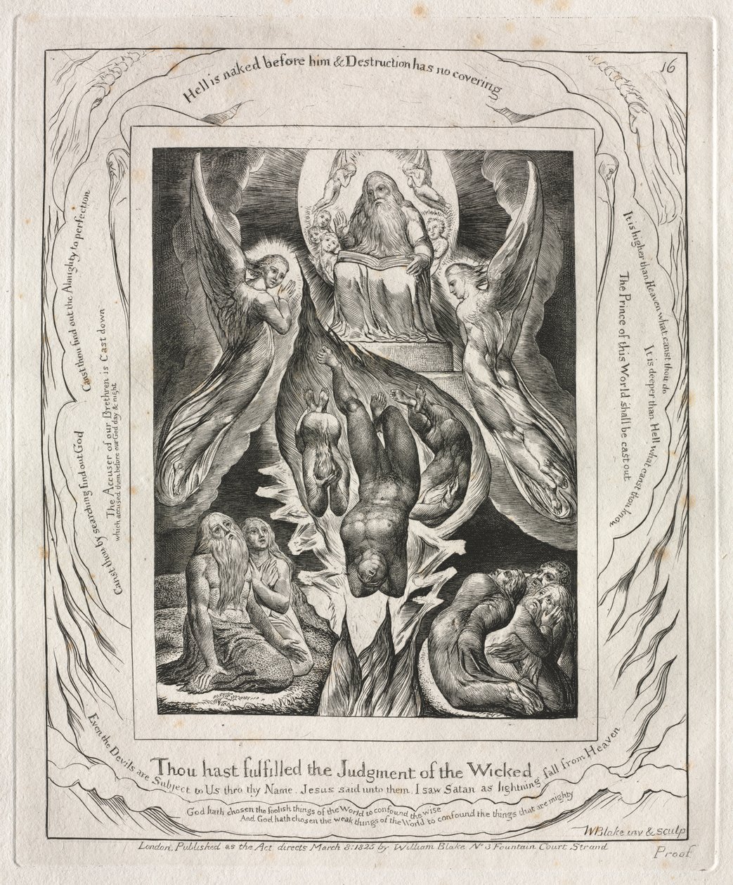 Jób könyve: Pl. 16, Beteljesítetted a gonoszok ítéletét alkotó: William Blake
