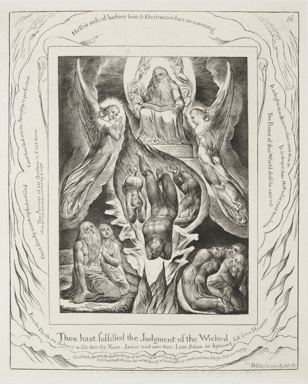 Jób könyve: Pl. 16, Beteljesítetted a gonoszok ítéletét alkotó: William Blake