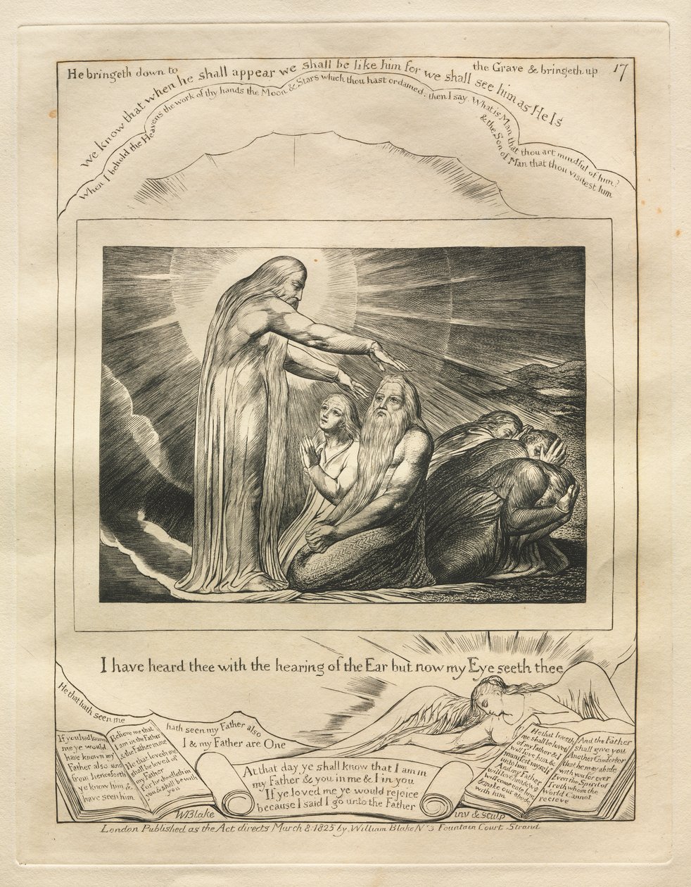 Jób könyve: Pl. 17, Fül hallásával hallottalak, de most a Szemem lát téged alkotó: William Blake