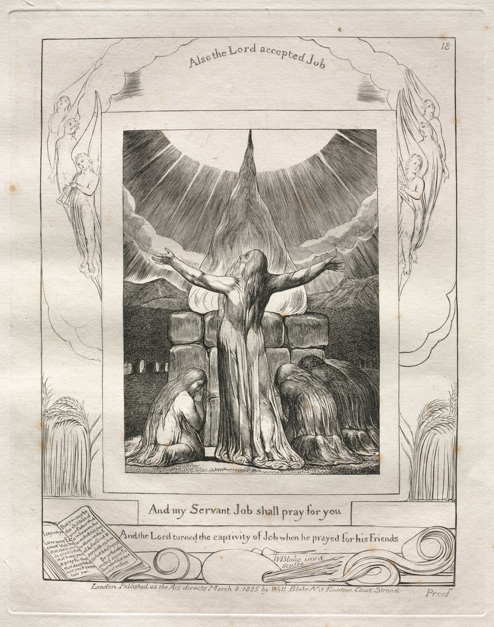 Jób könyve: Pl. 18, És az én szolgám, Jób imádkozik érted alkotó: William Blake