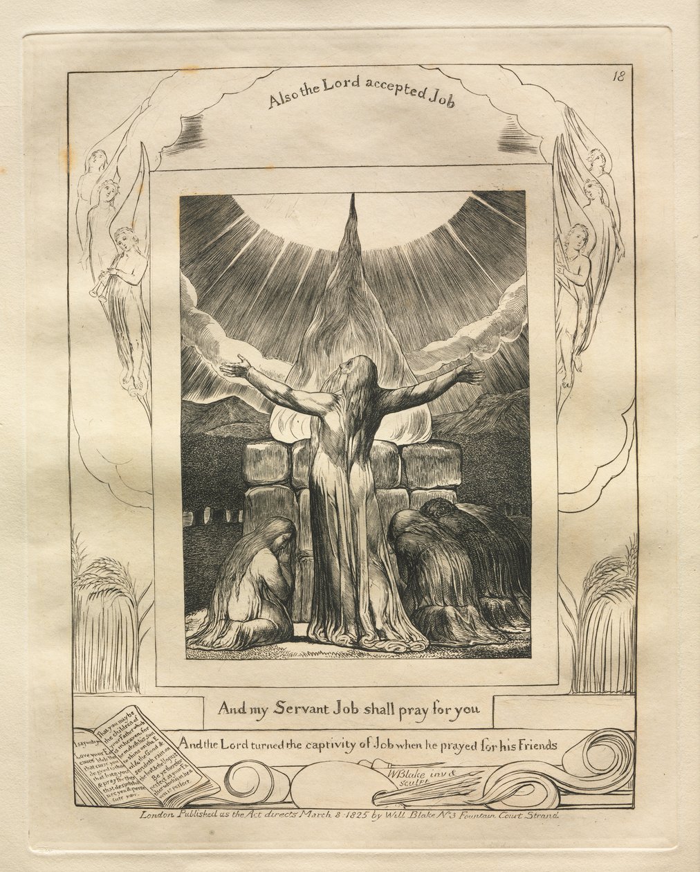 Jób könyve: Pl. 18, És az én szolgám, Jób imádkozik érted alkotó: William Blake