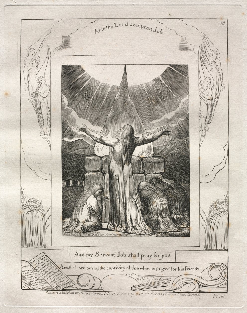Jób könyve: Pl. 18, Jób szolgám imádkozni fog érted, 1825. alkotó: William Blake