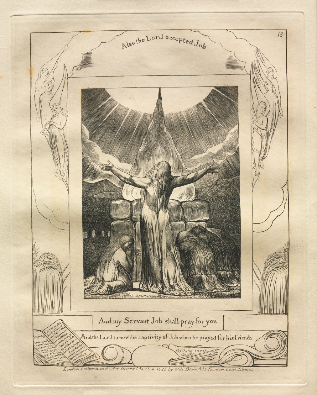 Jób könyve: Pl. 18, Jób szolgám imádkozni fog érted, 1825. alkotó: William Blake