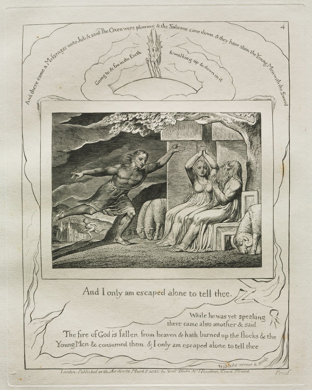 Jób könyve: Pl. 4, És csak azért menekültem meg egyedül, hogy elmondjam neked, 1825. alkotó: William Blake