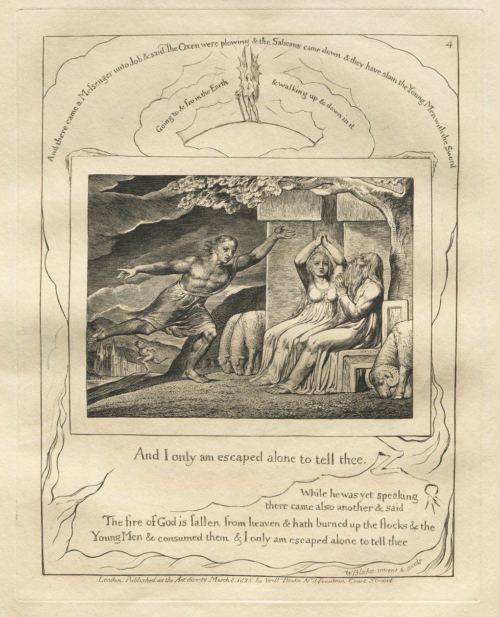 Jób könyve: Pl. 4, És csak azért menekültem meg egyedül, hogy elmondjam neked, 1825. alkotó: William Blake