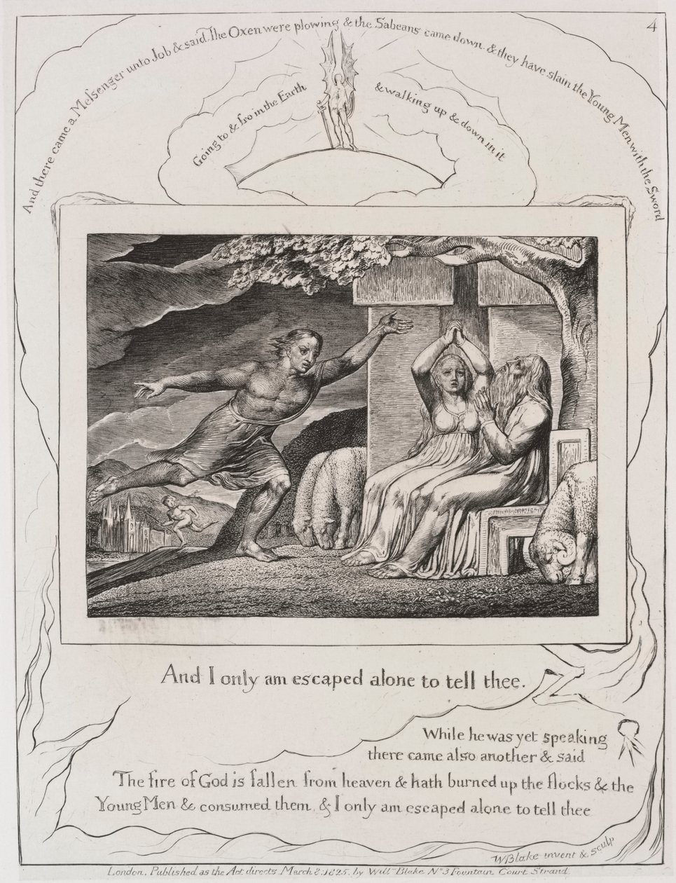 Jób könyve: Pl. 4, és csak egyedül szöktem meg, hogy elmondjam neked alkotó: William Blake