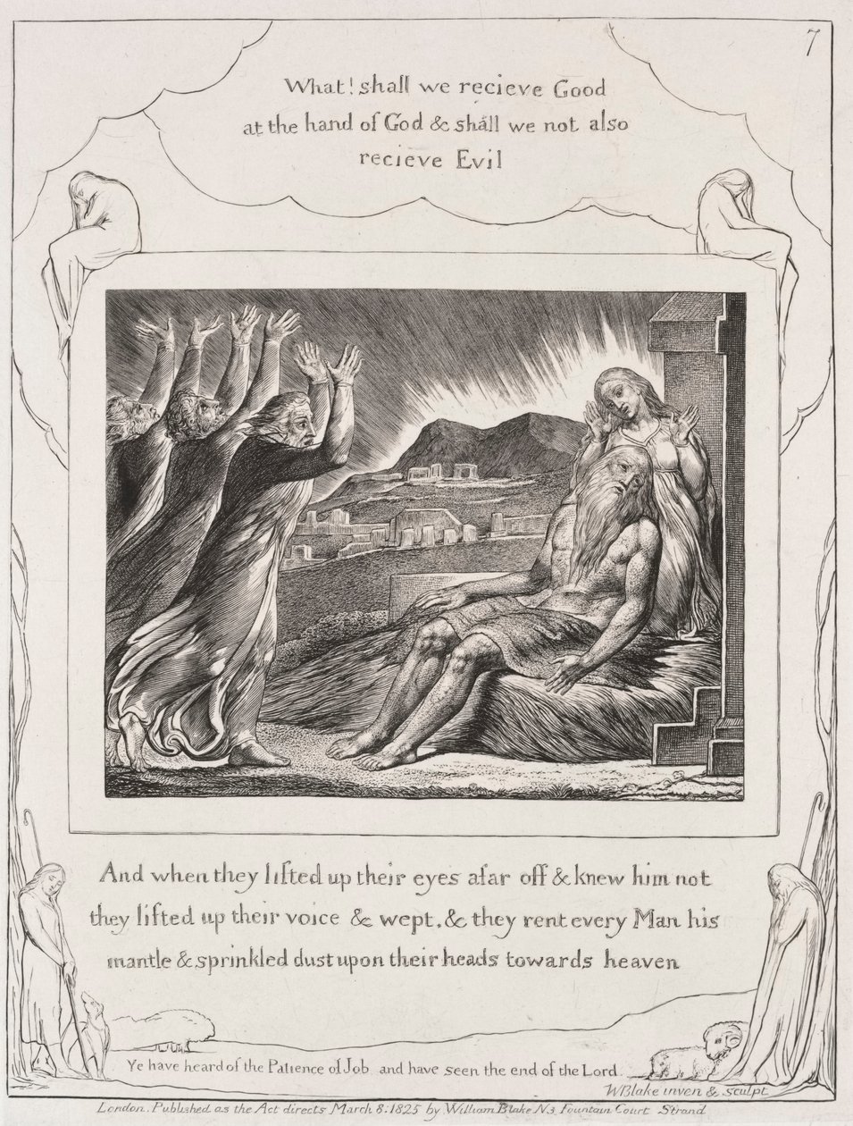 Jób könyve: Pl. 7, És amikor felemelték a szemüket, 1825. alkotó: William Blake