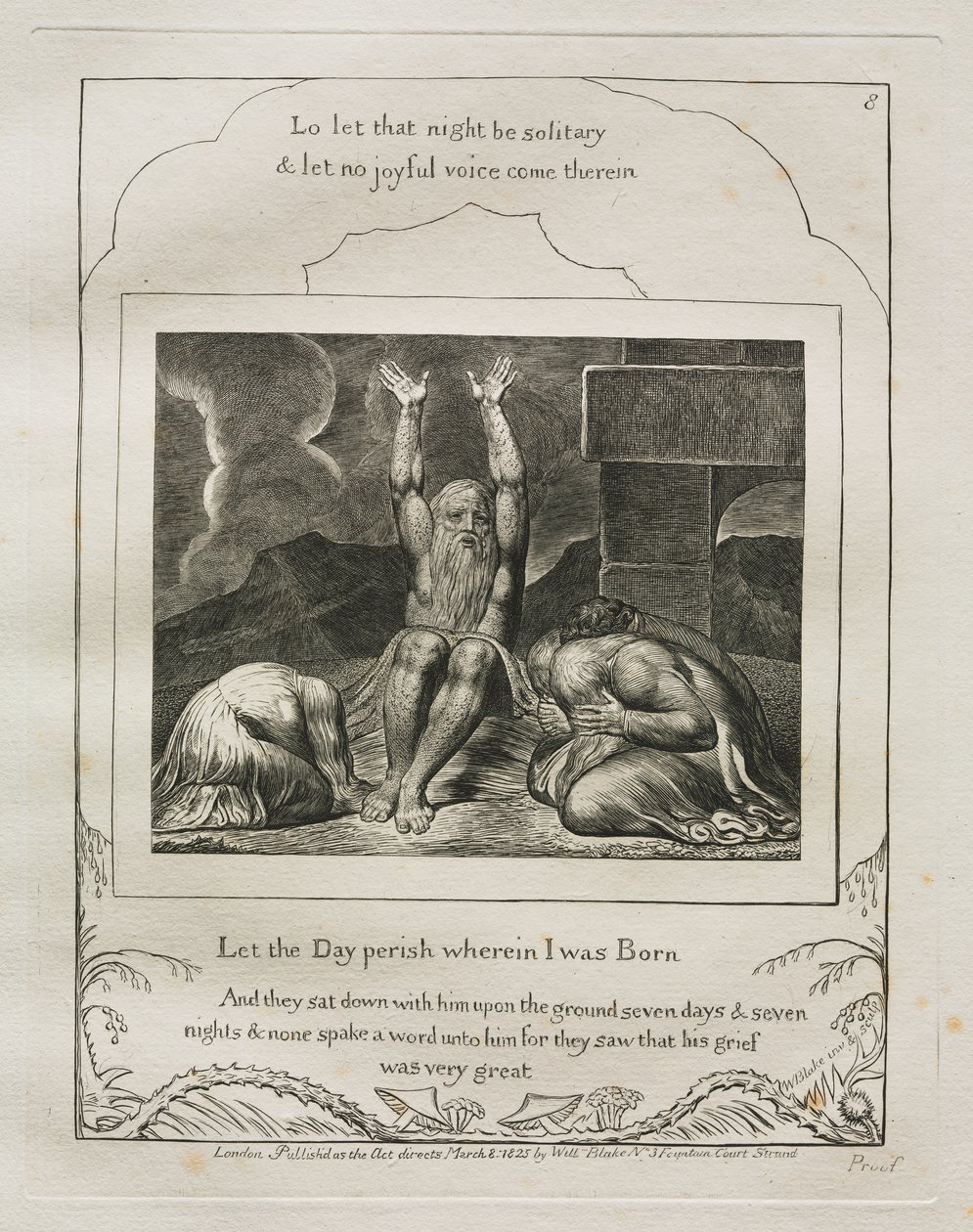Jób könyve: Pl. 8, Vesszen el az a nap, amelyen születtem alkotó: William Blake