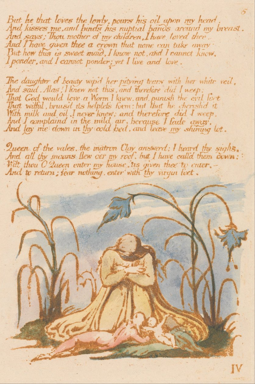 Thel könyve, 7. tábla, de aki szereti az alázatosakat. . . . alkotó: William Blake