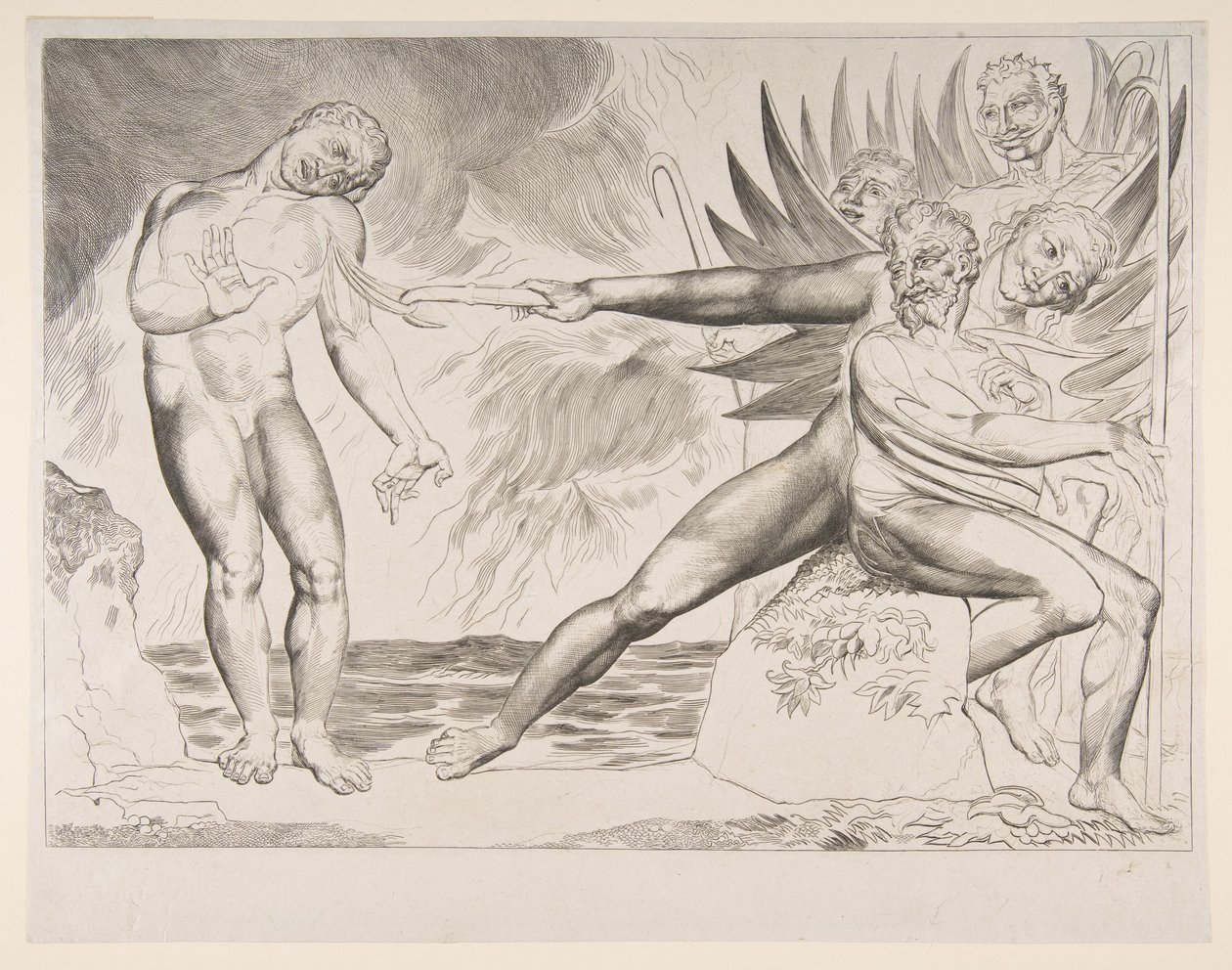 A korrupt tisztviselők köre: Ciampolót gyötörő ördögök, Dantes Infer..., kb. 1825-27. alkotó: William Blake