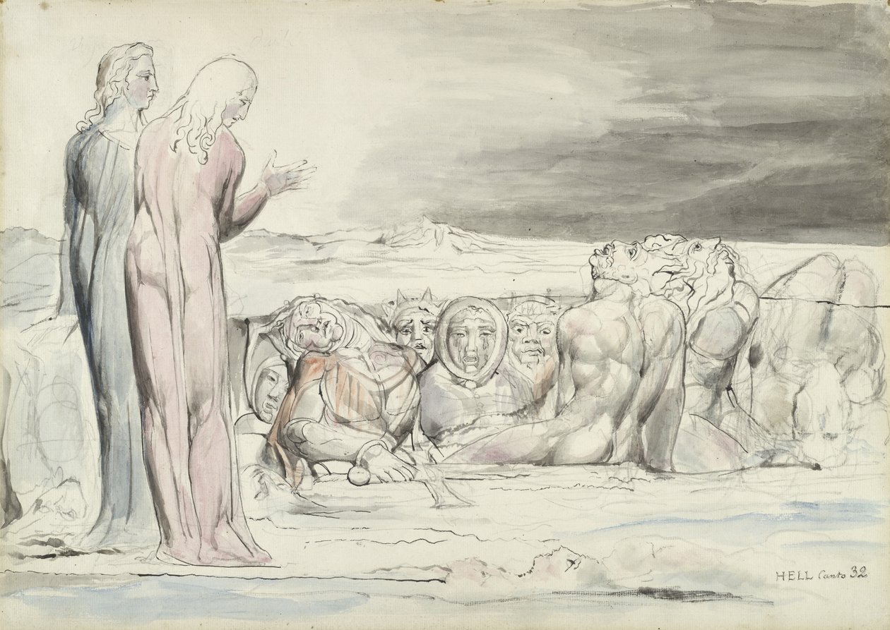 Az árulók köre: Alberti testvérek, illusztráció Dante Alighieri Isteni színjátékához, 1824-27 (toll és tinta WC-vel ceruzával és krétával papíron) alkotó: William Blake