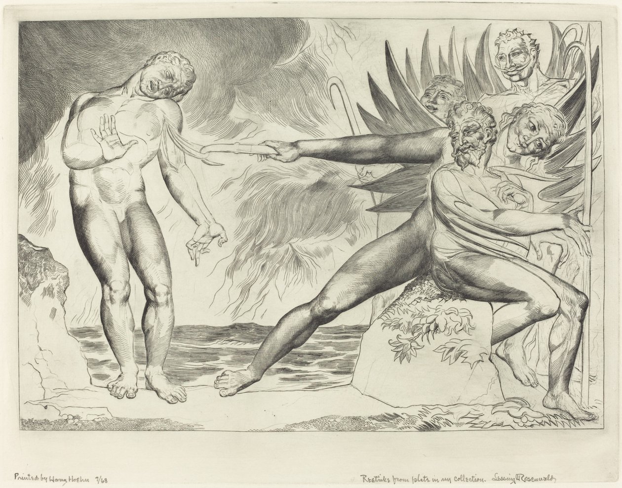 A korrupt tisztviselők köre, A Ciampolot gyötrő ördögök, 1827. alkotó: William Blake
