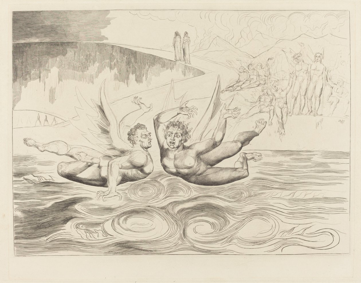 A korrupt tisztviselők köre; az ördögök marasztalják egymást alkotó: William Blake