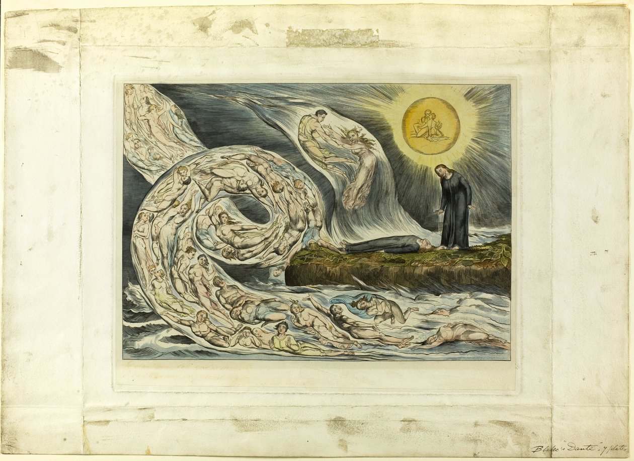 A Vágyók köre: Paolo és Francesca. Inferno, V. ének alkotó: William Blake
