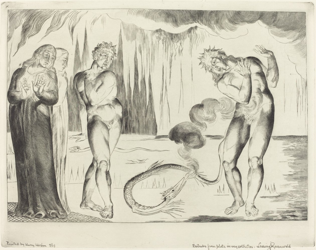 A tolvajok köre; Buoso Donati megtámadta a kígyó alkotó: William Blake