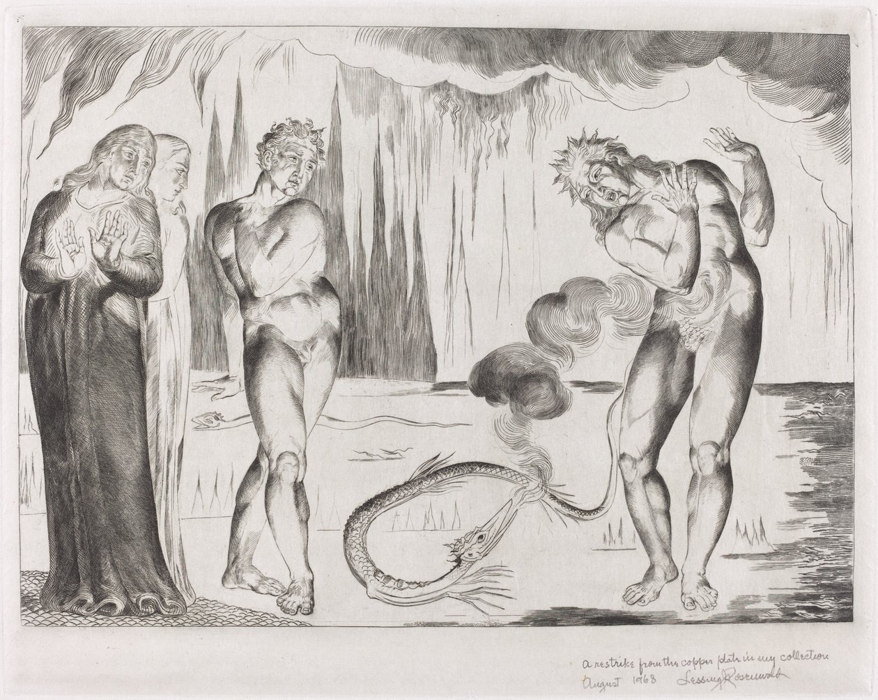 A tolvajok köre; Buoso Donati megtámadta a kígyó alkotó: William Blake
